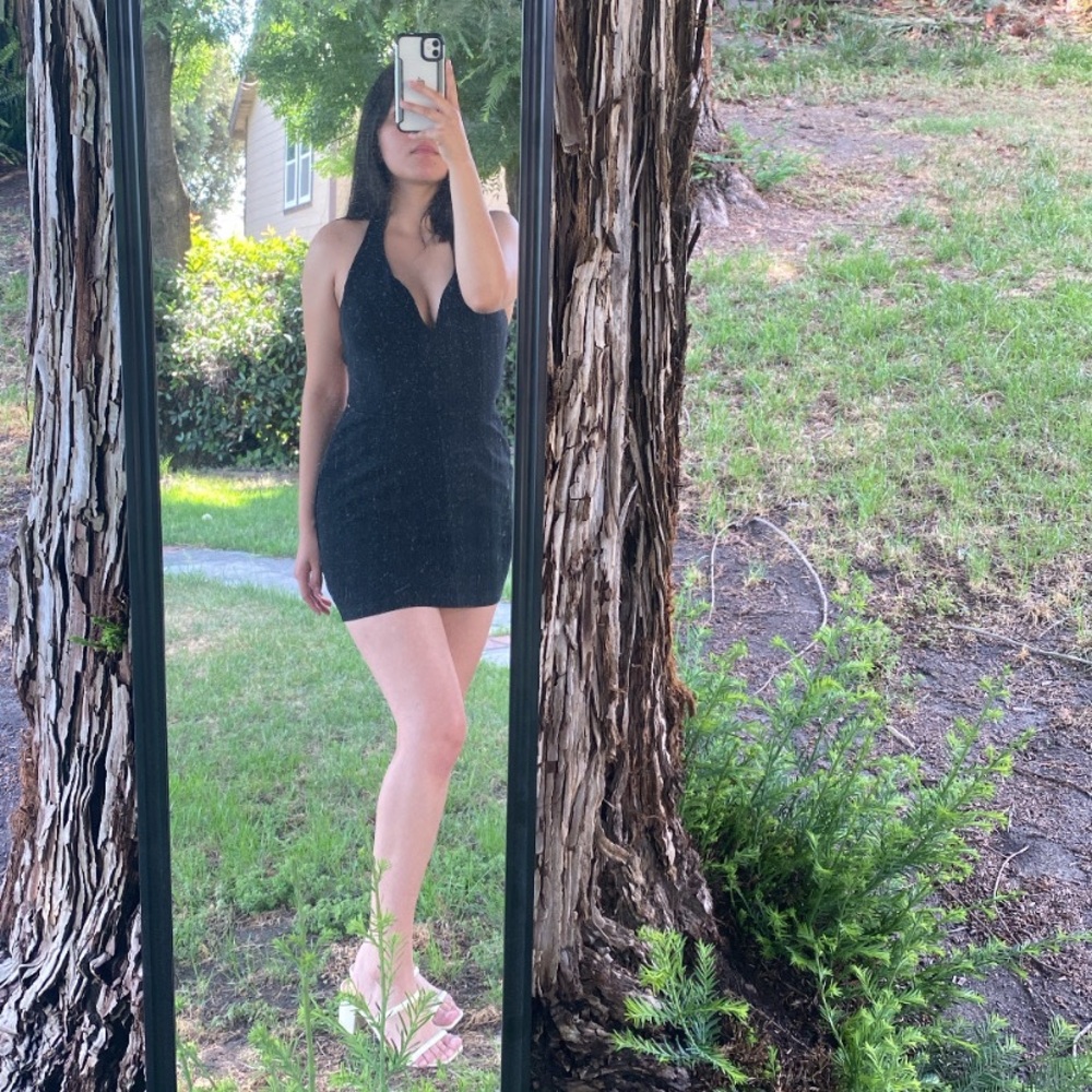 black mini dress